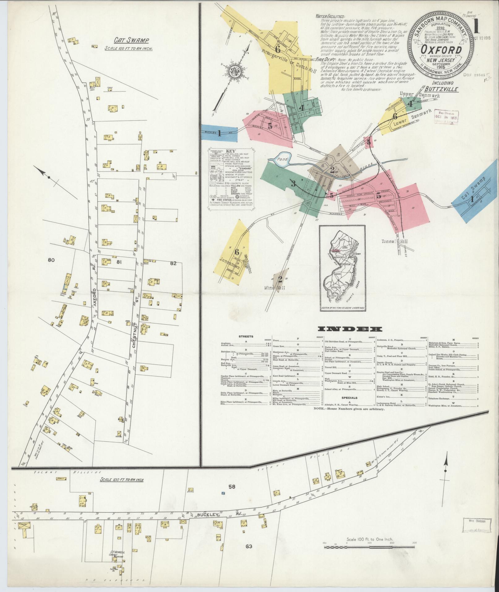 Sanborn Fire Insurance Map from Oxford, Warren County, New Jersey. (1915) – Historic Sanborn Fire Insurance Map Print