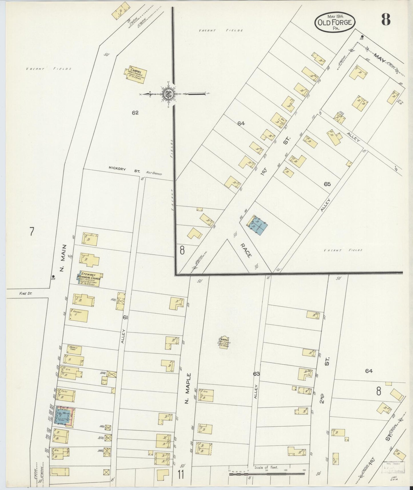 Sanborn Fire Insurance Map from Old Forge, Lackawanna County, Pennsylvania (1914), Sheet #0008 - Complete Map Set gallery image, historic Sanborn map, vintage wall art, Pennsylvania Pennsylvania