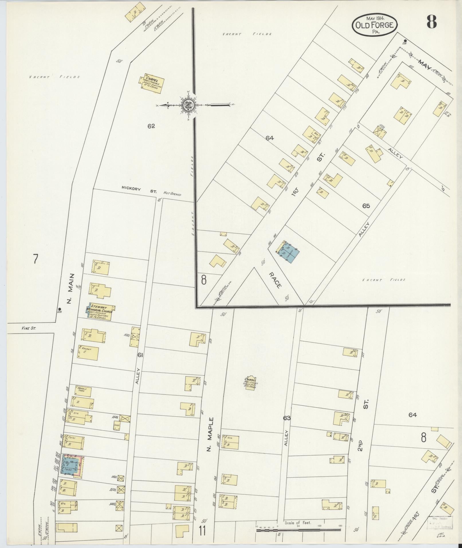 Sanborn Fire Insurance Map from Old Forge, Lackawanna County, Pennsylvania (1914), Sheet #0008 - Complete Map Set gallery image, historic Sanborn map, vintage wall art, Pennsylvania Pennsylvania