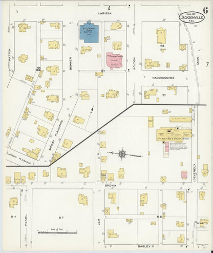 Sanborn Fire Insurance Map from Jacksonville, Cherokee County, Texas (1911), Sheet #0006 - Complete Map Set gallery image, historic Sanborn map, vintage wall art, Texas Texas