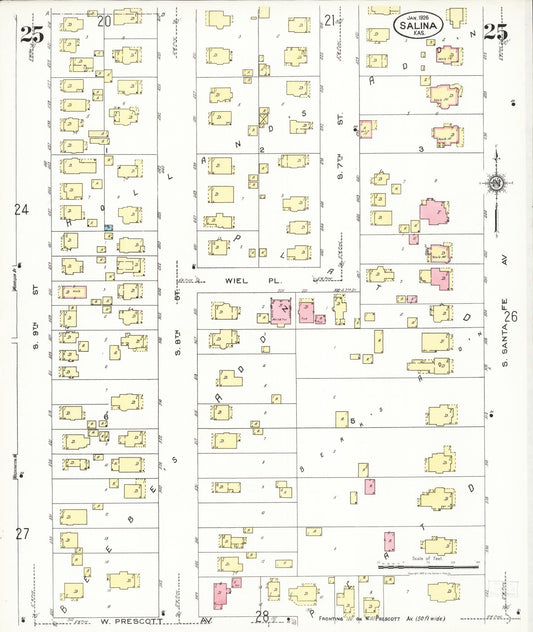 Sanborn Fire Insurance Map from Salina, Saline County, Kansas (1926), Sheet #0025 - Historic Sanborn Fire Insurance Map Print, vintage old map wall art, antique decor, genealogy gift, Kansas Kansas map