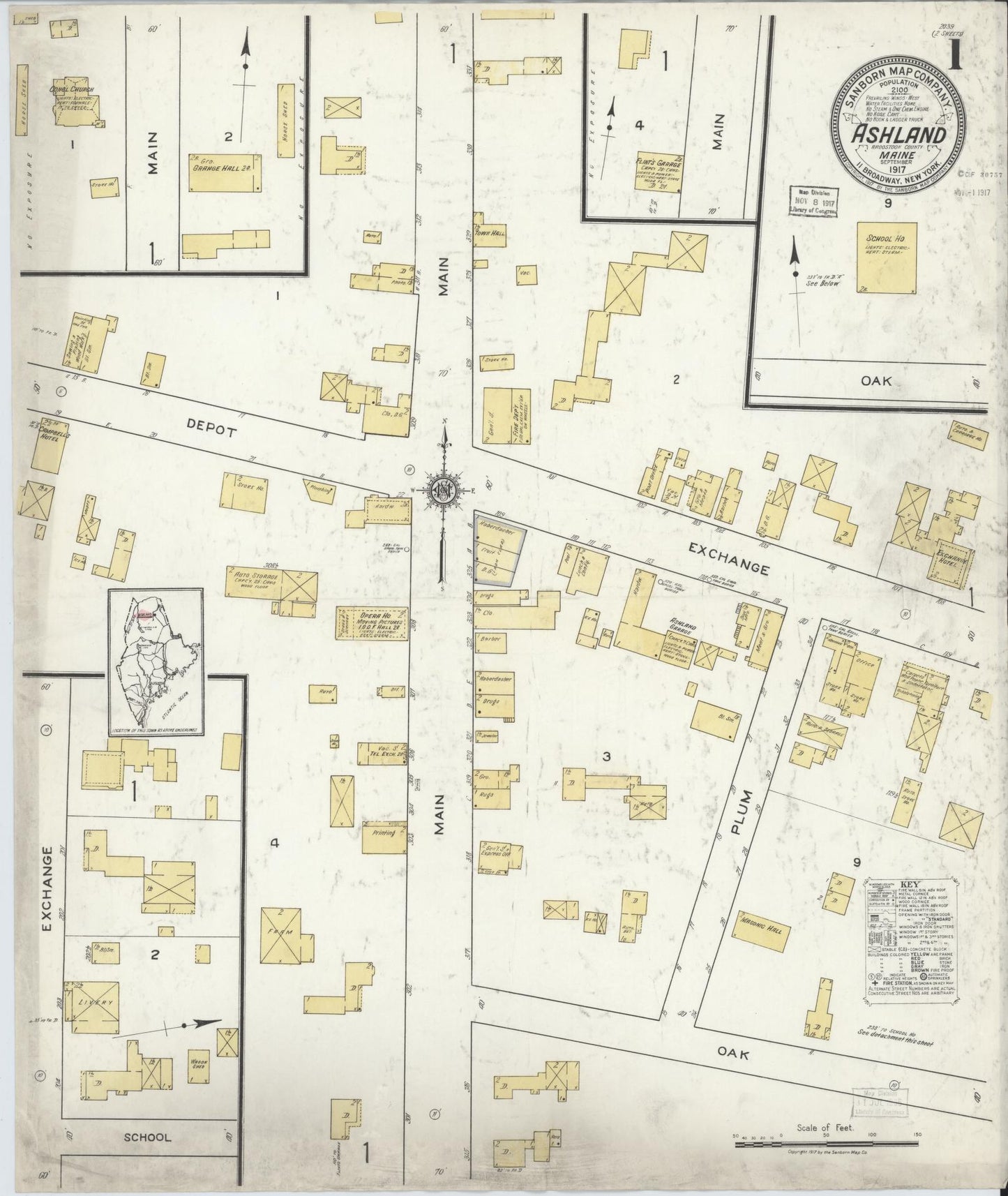 Sanborn Fire Insurance Map from Ashland, Aroostook County, Maine. (1917) – Historic Sanborn Fire Insurance Map Print