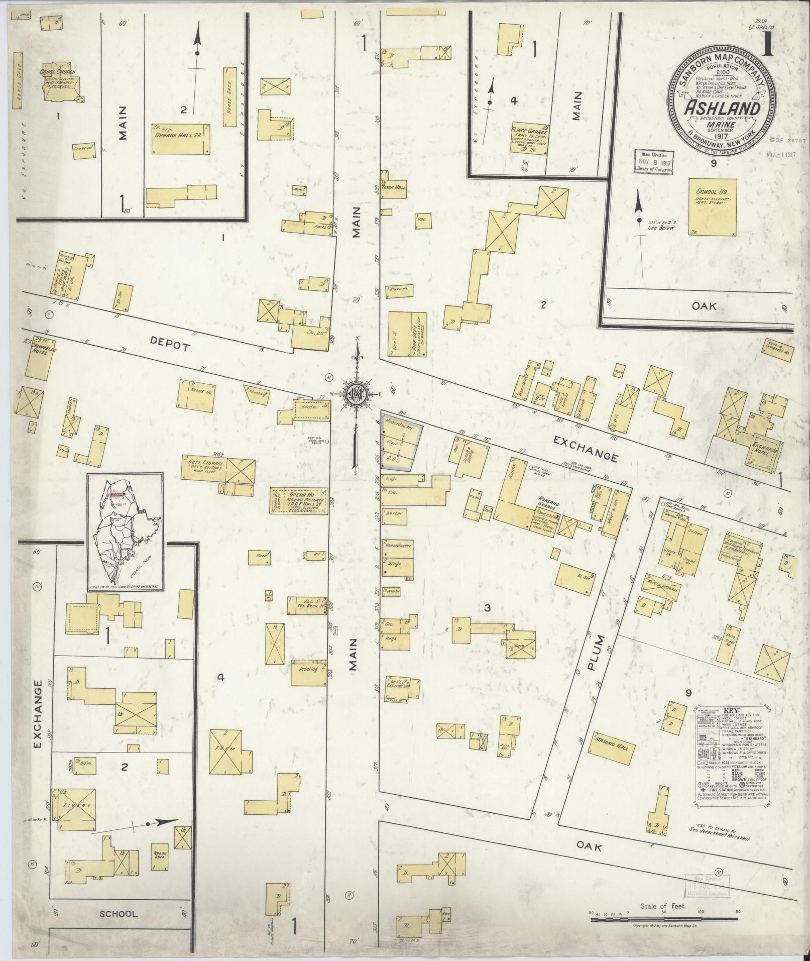 Sanborn Fire Insurance Map from Ashland, Aroostook County, Maine. (1917) – Historic Sanborn Fire Insurance Map Print