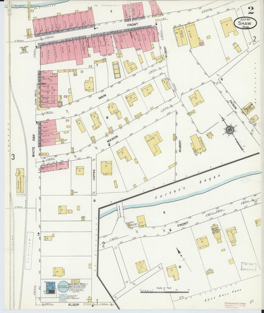Sanborn Fire Insurance Map from Shaw, Bolivar County, Mississippi (1911), Sheet #0002 - Historic Sanborn Fire Insurance Map Print, vintage old map wall art, antique decor, genealogy gift, Mississippi Mississippi map