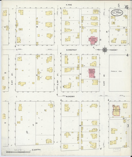 Sanborn Fire Insurance Map from El Paso, Woodford County, Illinois (1911), Sheet #0006 - Historic Sanborn Fire Insurance Map Print, vintage old map wall art, antique decor, genealogy gift, Illinois Illinois map