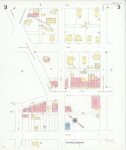 Sanborn Fire Insurance Map from Crestview, Okaloosa County, Florida (1939), Sheet #0003 - Complete Map Set gallery image, historic Sanborn map, vintage wall art, Florida Florida