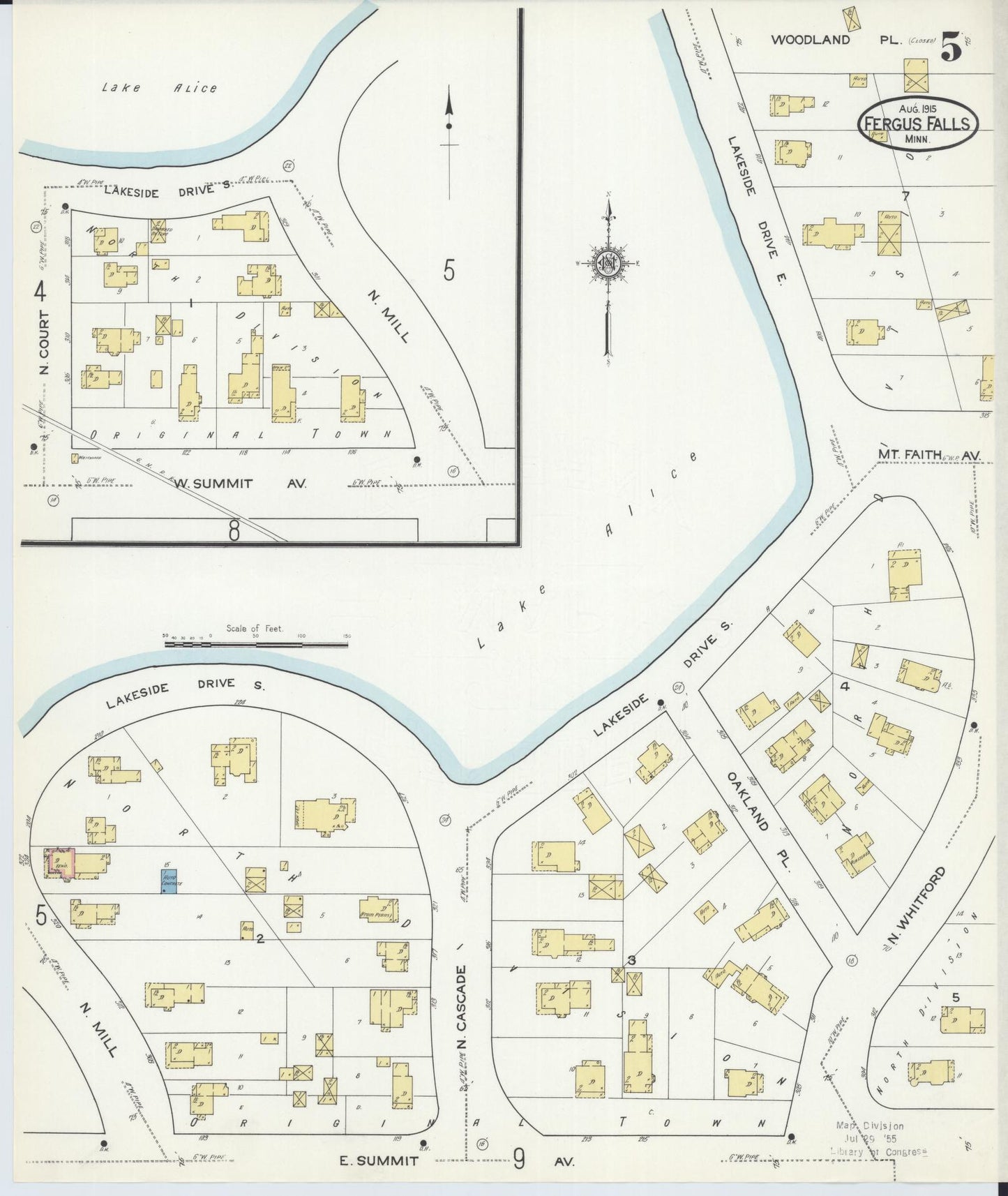 Sanborn Fire Insurance Map from Fergus Falls, Otter Tail County, Minnesota (1915), Sheet #0005 - Complete Map Set gallery image, historic Sanborn map, vintage wall art, Minnesota Minnesota