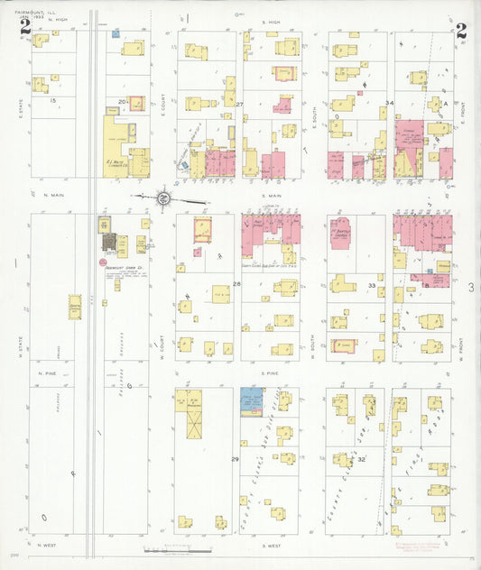 Sanborn Fire Insurance Map from Fairmount, Vermilion County, Illinois (1933), Sheet #0002 - Historic Sanborn Fire Insurance Map Print, vintage old map wall art, antique decor, genealogy gift, Illinois Illinois map