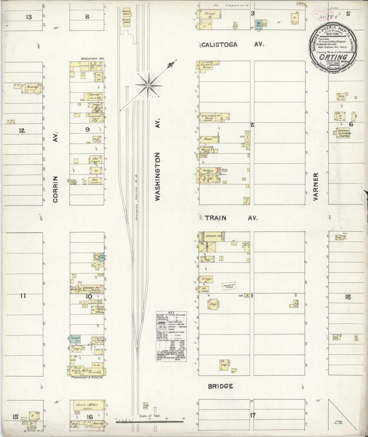 Sanborn Fire Insurance Map from Orting, Pierce County, Washington (1890), Sheet #0001 - Historic Sanborn Fire Insurance Map Print, vintage old map wall art, antique decor, genealogy gift, Washington Washington map