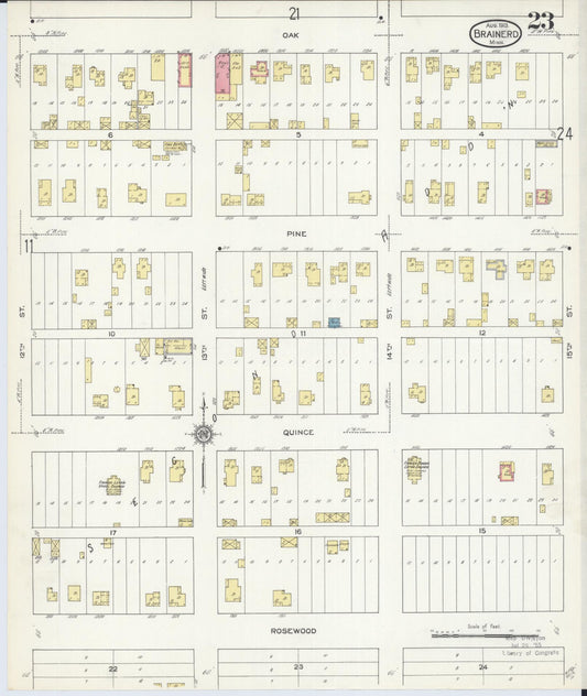 Sanborn Fire Insurance Map from Brainerd, Crow Wing County, Minnesota (1913), Sheet #0023 - Historic Sanborn Fire Insurance Map Print, vintage old map wall art, antique decor, genealogy gift, Minnesota Minnesota map