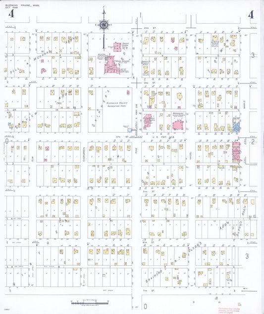 Sanborn Fire Insurance Map from Blooming Prairie, Steele County, Minnesota (1948), Sheet #0004 - Historic Sanborn Fire Insurance Map Print, vintage old map wall art, antique decor, genealogy gift, Minnesota Minnesota map