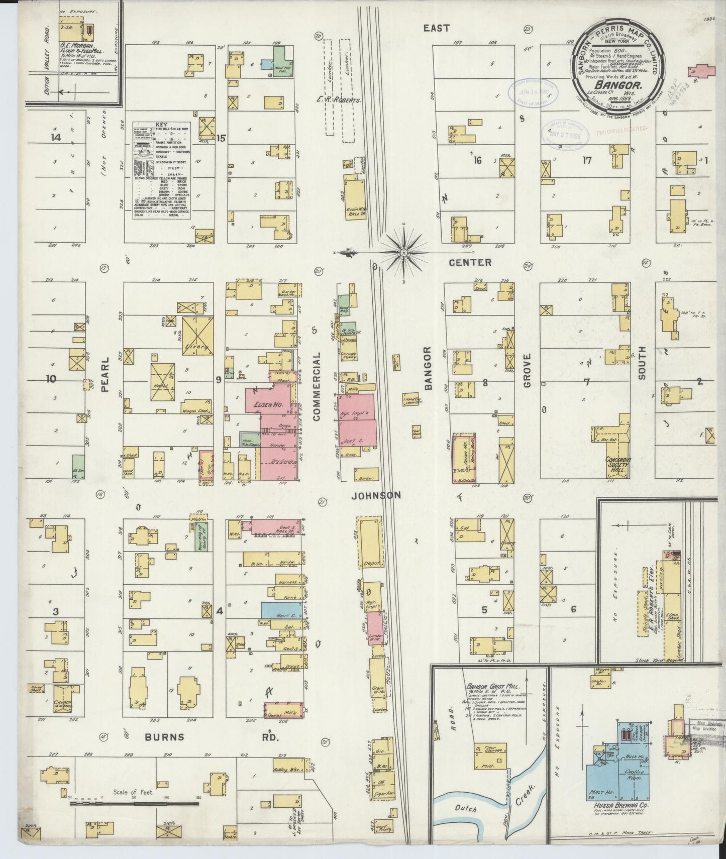 Sanborn Fire Insurance Map from Bangor, La Crosse County, Wisconsin (1898), Sheet #0001 - Historic Sanborn Fire Insurance Map Print, vintage old map wall art, antique decor, genealogy gift, Wisconsin Wisconsin map