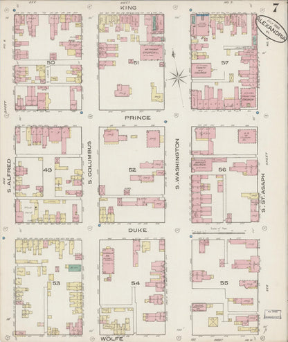 Sanborn Fire Insurance Map from Alexandria, Independent Cities, Virginia (1885), Sheet #0007 - Complete Map Set gallery image, historic Sanborn map, vintage wall art, Virginia Virginia