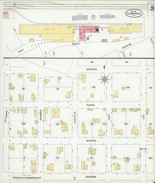 Sanborn Fire Insurance Map from Clarksville, Red River County, Texas (1901), Sheet #0003 - Historic Sanborn Fire Insurance Map Print, vintage old map wall art, antique decor, genealogy gift, Texas Texas map