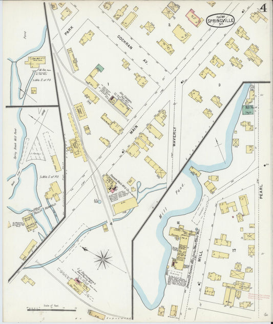 Sanborn Fire Insurance Map from Springville, Erie County, New York (1897), Sheet #0004 - Historic Sanborn Fire Insurance Map Print, vintage old map wall art, antique decor, genealogy gift, New York New York map