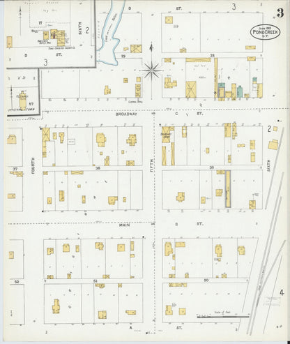 Sanborn Fire Insurance Map from Pond Creek, Grant County, Oklahoma (1905), Sheet #0003 - Complete Map Set gallery image, historic Sanborn map, vintage wall art, Oklahoma Oklahoma
