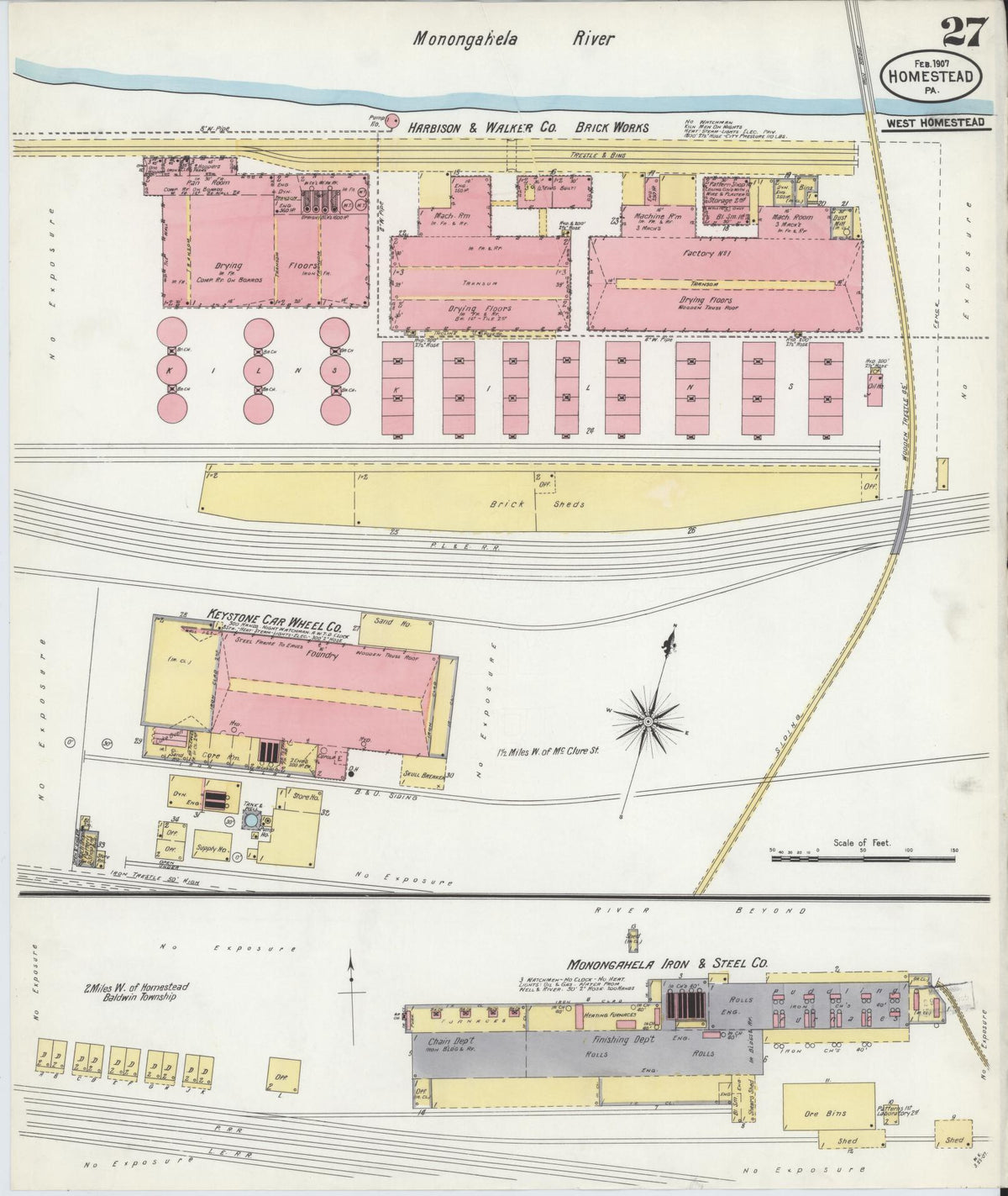 Sanborn Fire Insurance Map from Homestead, Allegheny County, Pennsylvania (1907), Sheet #0027 - Complete Map Set gallery image, historic Sanborn map, vintage wall art, Pennsylvania Pennsylvania