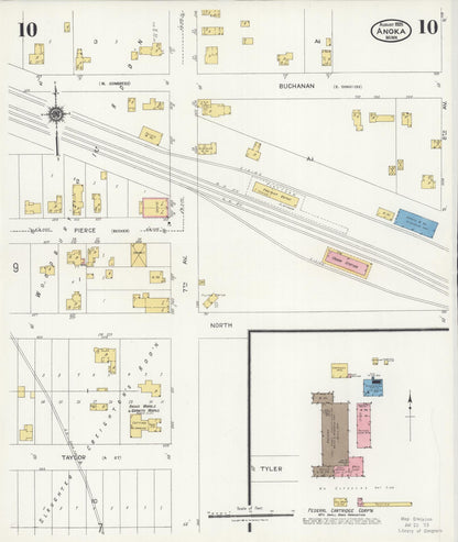 Sanborn Fire Insurance Map from Anoka, Anoka County, Minnesota (1925), Sheet #0010 - Complete Map Set gallery image, historic Sanborn map, vintage wall art, Minnesota Minnesota