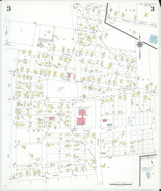 Sanborn Fire Insurance Map from Fort Recovery, Mercer County, Ohio (1946), Sheet #0003 - Historic Sanborn Fire Insurance Map Print, vintage old map wall art, antique decor, genealogy gift, Ohio Ohio map