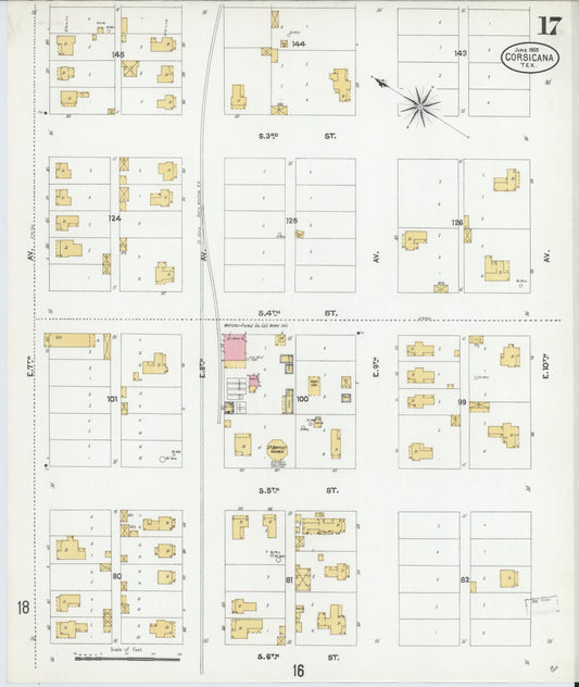 Sanborn Fire Insurance Map from Corsicana, Navarro County, Texas (1905), Sheet #0017 - Historic Sanborn Fire Insurance Map Print, vintage old map wall art, antique decor, genealogy gift, Texas Texas map