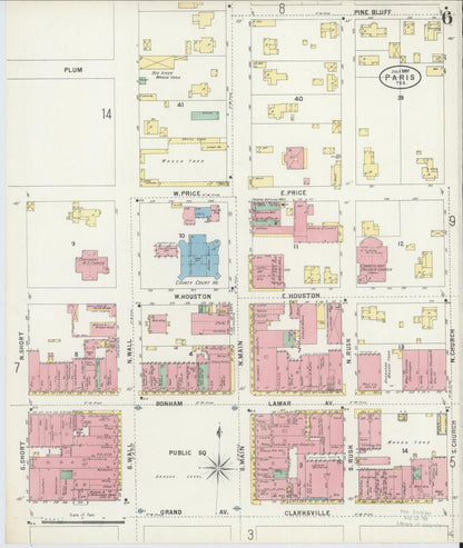 Sanborn Fire Insurance Map from Paris, Lamar County, Texas (1897), Sheet #0006 - Historic Sanborn Fire Insurance Map Print, vintage old map wall art, antique decor, genealogy gift, Texas Texas map