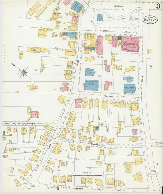 Sanborn Fire Insurance Map from Newton, Sussex County, New Jersey (1903), Sheet #0003 - Historic Sanborn Fire Insurance Map Print, vintage old map wall art, antique decor, genealogy gift, New Jersey New Jersey map