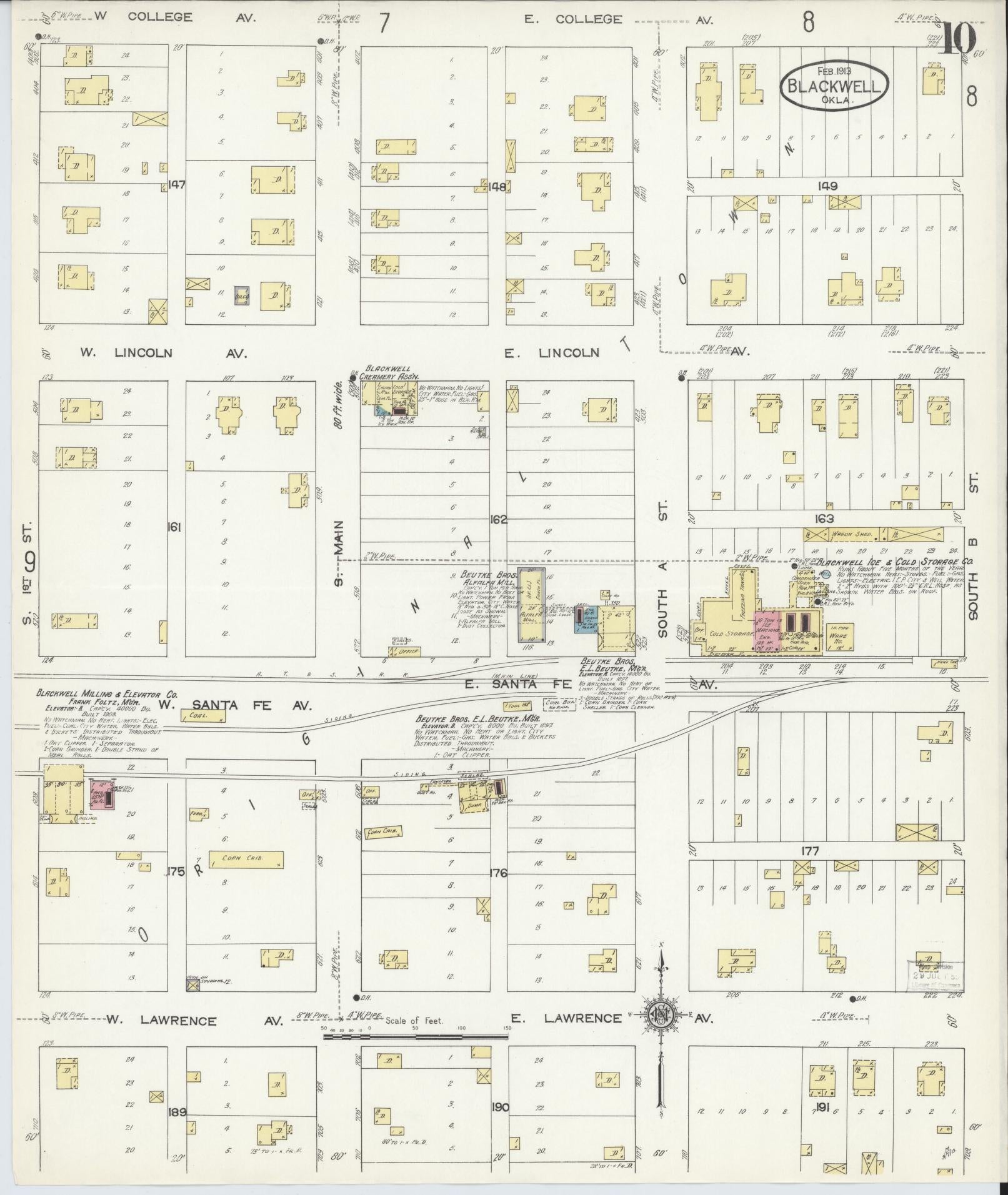 Sanborn Fire Insurance Map from Blackwell, Kay County, Oklahoma (1913), Sheet #0010 - Historic Sanborn Fire Insurance Map Print, vintage old map wall art, antique decor, genealogy gift, Oklahoma Oklahoma map