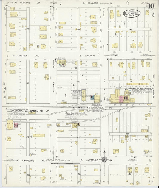Sanborn Fire Insurance Map from Blackwell, Kay County, Oklahoma (1913), Sheet #0010 - Historic Sanborn Fire Insurance Map Print, vintage old map wall art, antique decor, genealogy gift, Oklahoma Oklahoma map