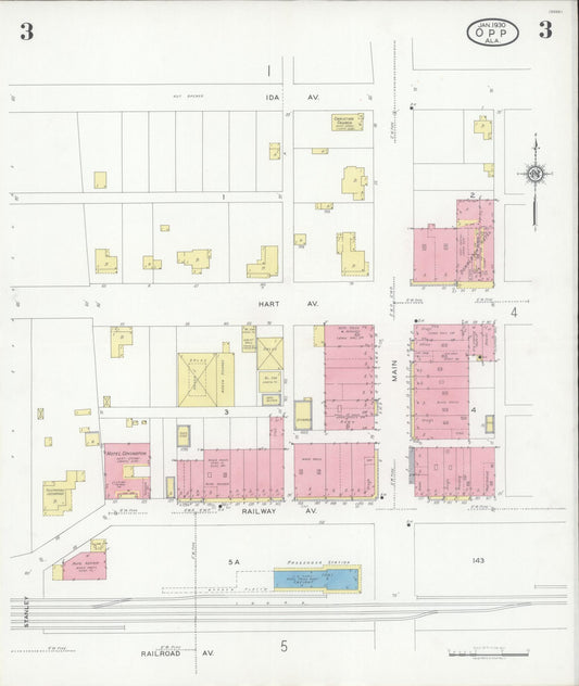 Sanborn Fire Insurance Map from Opp, Covington County, Alabama (1930), Sheet #0003 - Historic Sanborn Fire Insurance Map Print, vintage old map wall art, antique decor, genealogy gift, Alabama Alabama map