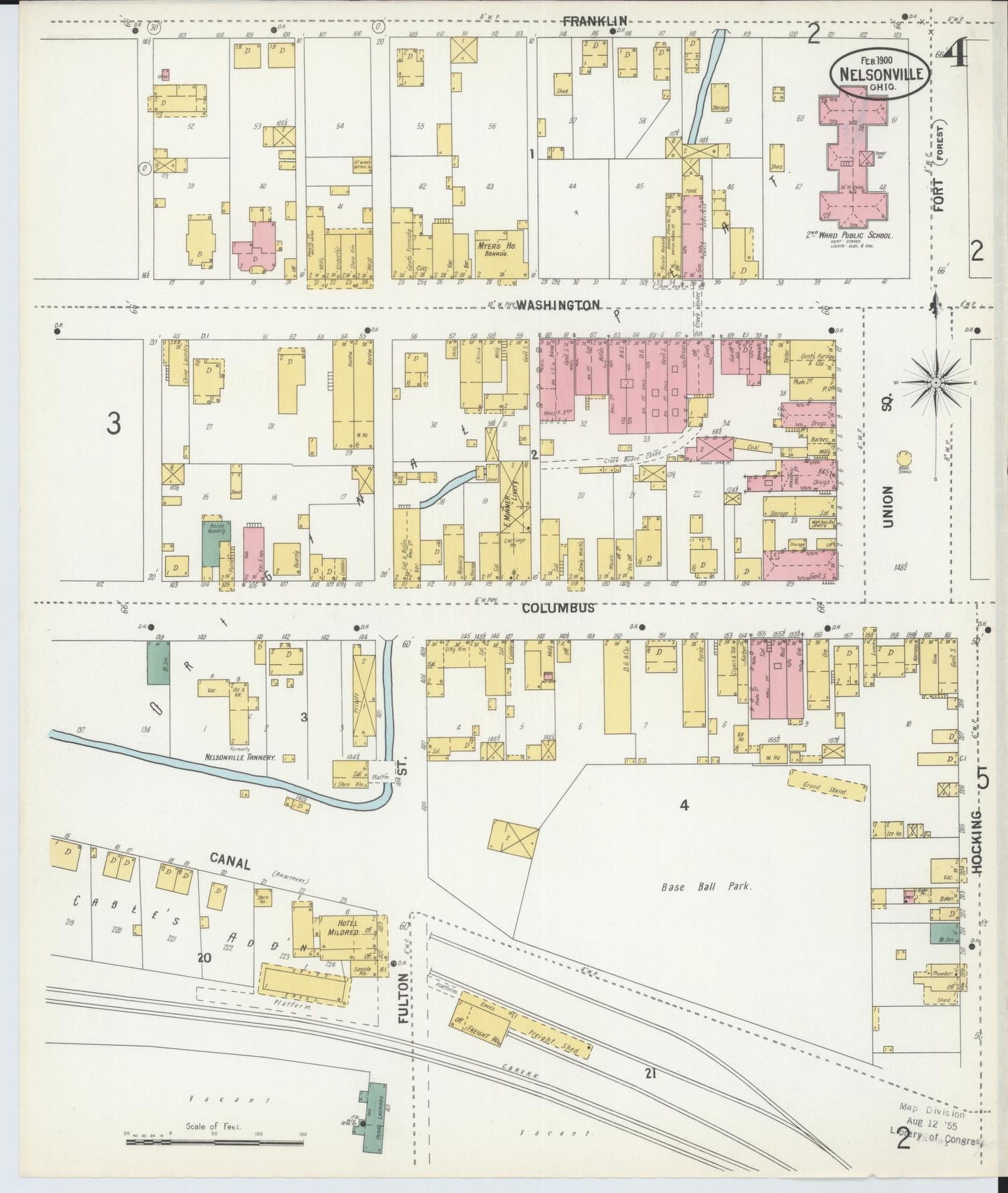 Sanborn Fire Insurance Map from Nelsonville, Athens County, Ohio (1900), Sheet #0004 - Historic Sanborn Fire Insurance Map Print, vintage old map wall art, antique decor, genealogy gift, Ohio Ohio map
