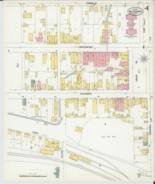 Sanborn Fire Insurance Map from Nelsonville, Athens County, Ohio (1900), Sheet #0004 - Historic Sanborn Fire Insurance Map Print, vintage old map wall art, antique decor, genealogy gift, Ohio Ohio map