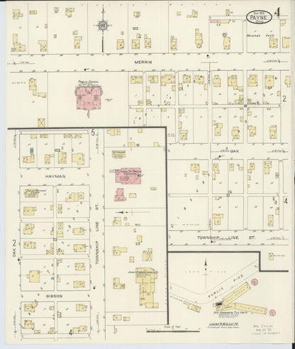 Sanborn Fire Insurance Map from Payne, Paulding County, Ohio (1913), Sheet #0004 - Historic Sanborn Fire Insurance Map Print, vintage old map wall art, antique decor, genealogy gift, Ohio Ohio map