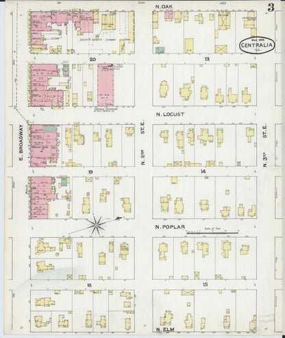 Sanborn Fire Insurance Map from Centralia, Marion, Clinton, Jefferson, and Washington Counties, Illinois (1892), Sheet #0003 - Historic Sanborn Fire Insurance Map Print, vintage old map wall art, antique decor, genealogy gift, Illinois Illinois map