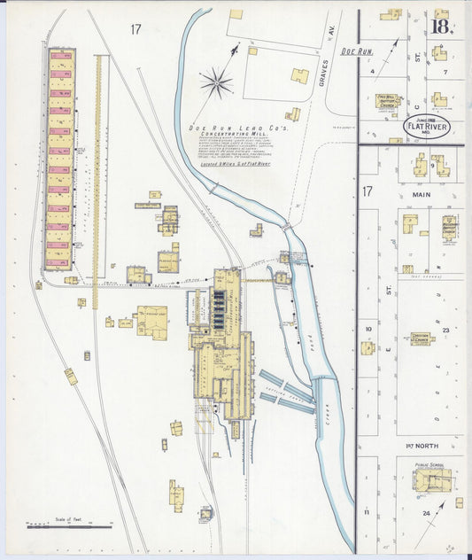 Sanborn Fire Insurance Map from Flat River, Saint Francois County, Missouri (1908), Sheet #0018 - Historic Sanborn Fire Insurance Map Print, vintage old map wall art, antique decor, genealogy gift, Missouri Missouri map