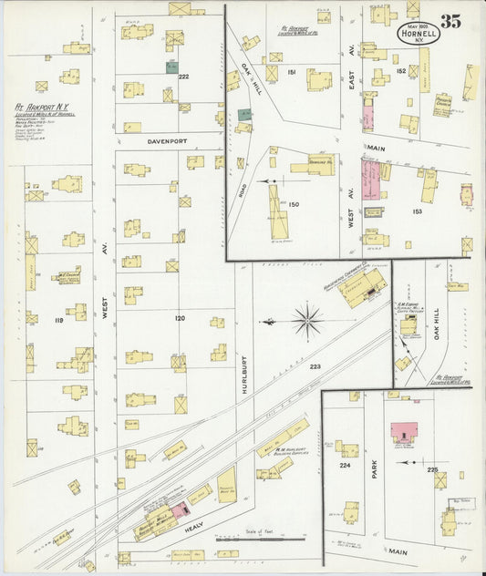 Sanborn Fire Insurance Map from Hornell, Steuben County, New York (1909), Sheet #0035 - Historic Sanborn Fire Insurance Map Print, vintage old map wall art, antique decor, genealogy gift, New York New York map
