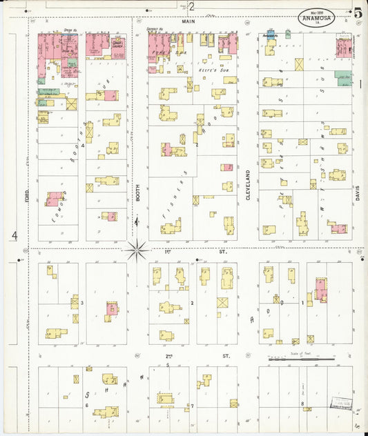 Sanborn Fire Insurance Map from Anamosa, Jones County, Iowa (1899), Sheet #0005 - Historic Sanborn Fire Insurance Map Print, vintage old map wall art