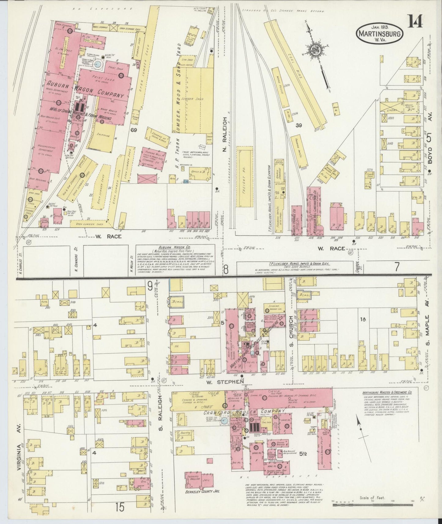 Sanborn Fire Insurance Map from Martinsburg, Berkeley County, West Virginia (1913), Sheet #0014 - Complete Map Set gallery image, historic Sanborn map, vintage wall art, West Virginia West Virginia