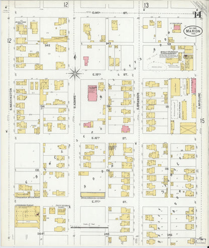 Sanborn Fire Insurance Map from Marion, Grant County, Indiana (1901), Sheet #0014 - Historic Sanborn Fire Insurance Map Print, vintage old map wall art, antique decor, genealogy gift, Indiana Indiana map