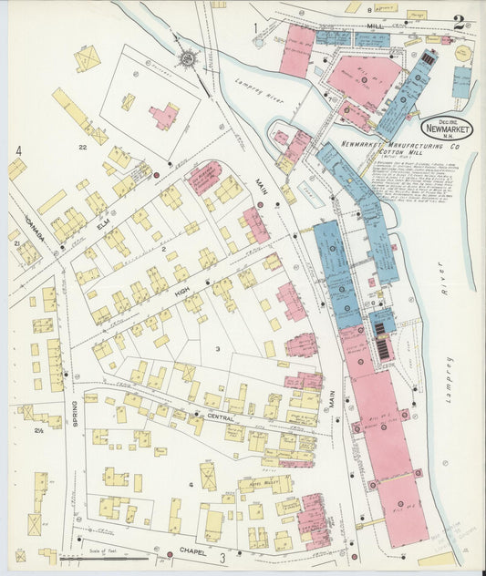 Sanborn Fire Insurance Map from New Market, Rockingham County, New Hampshire (1912), Sheet #0002 - Historic Sanborn Fire Insurance Map Print, vintage old map wall art, antique decor, genealogy gift, New Hampshire New Hampshire map