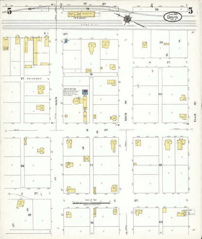 Sanborn Fire Insurance Map from Davis, Murray County, Oklahoma (1923), Sheet #0005 - Complete Map Set gallery image, historic Sanborn map, vintage wall art, Oklahoma Oklahoma