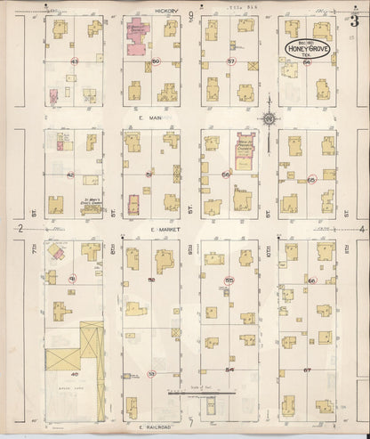 Sanborn Fire Insurance Map from Honey Grove, Fannin County, Texas (1943), Sheet #0003 - Complete Map Set gallery image, historic Sanborn map, vintage wall art, Texas Texas