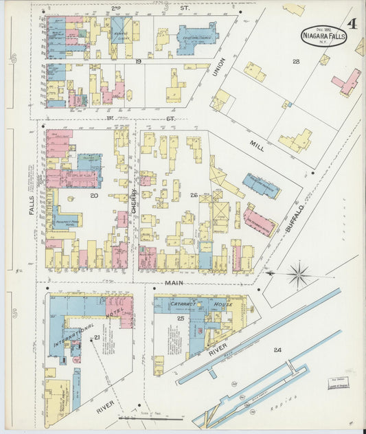 Sanborn Fire Insurance Map from Niagara Falls, Niagara County, New York (1892), Sheet #0004 - Historic Sanborn Fire Insurance Map Print, vintage old map wall art, antique decor, genealogy gift, New York New York map