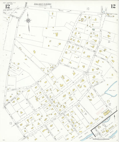 Sanborn Fire Insurance Map from Easthampton, Suffolk County, New York (1936), Sheet #0012 - Complete Map Set gallery image, historic Sanborn map, vintage wall art, New York New York