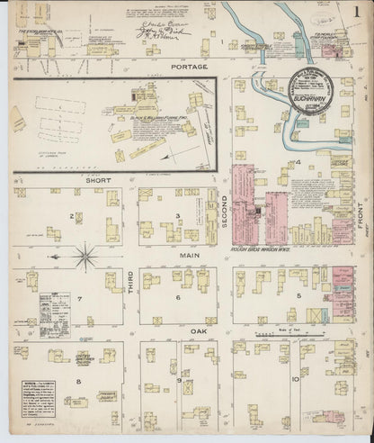 Sanborn Fire Insurance Map from Buchanan, Berrien County, Michigan (1884), Sheet #0001 - Complete Map Set gallery image, historic Sanborn map, vintage wall art, Michigan Michigan