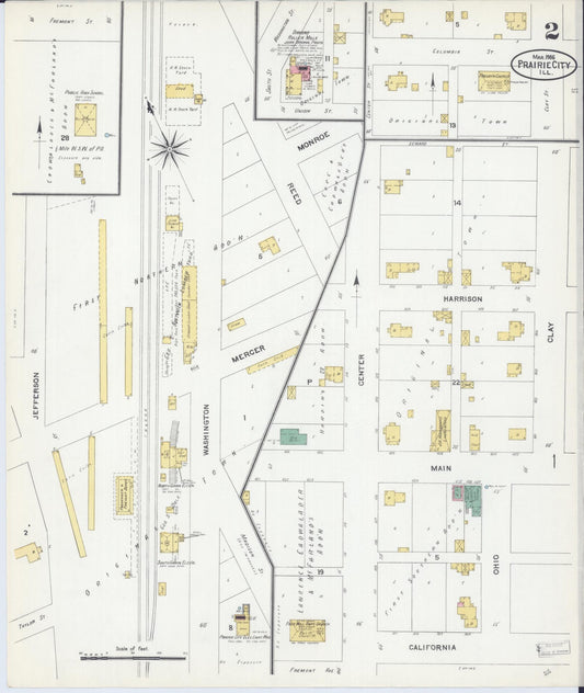 Sanborn Fire Insurance Map from Prairie City, Mcdonough County, Illinois (1906), Sheet #0002 - Historic Sanborn Fire Insurance Map Print, vintage old map wall art, antique decor, genealogy gift, Illinois Illinois map