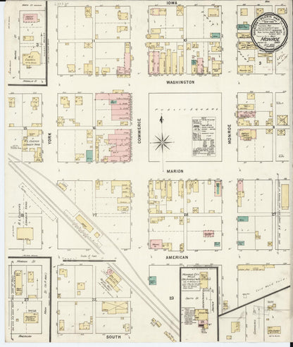 Sanborn Fire Insurance Map from Monroe, Jasper County, Iowa (1895), Sheet #0001 - Historic Sanborn Fire Insurance Map Print, vintage old map wall art