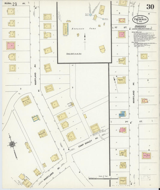 Sanborn Fire Insurance Map from Frederick, Frederick County, Maryland (1911), Sheet #0030 - Historic Sanborn Fire Insurance Map Print, vintage old map wall art