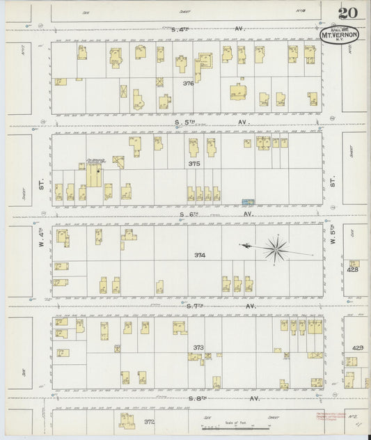 Sanborn Fire Insurance Map from Mount Vernon, Westchester County, New York (1892), Sheet #0020 - Historic Sanborn Fire Insurance Map Print, vintage old map wall art, antique decor, genealogy gift, New York New York map