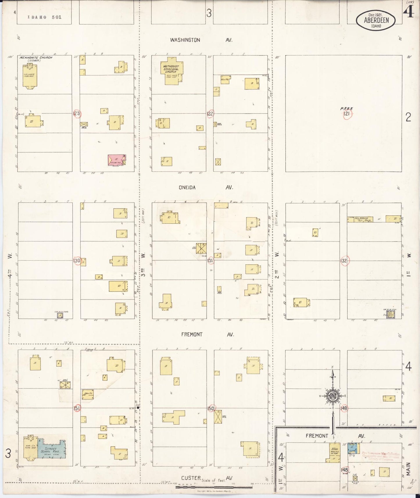 Sanborn Fire Insurance Map from Aberdeen, Bingham County, Idaho (1931), Sheet #0004 - Complete Map Set gallery image, historic Sanborn map, vintage wall art, Idaho Idaho
