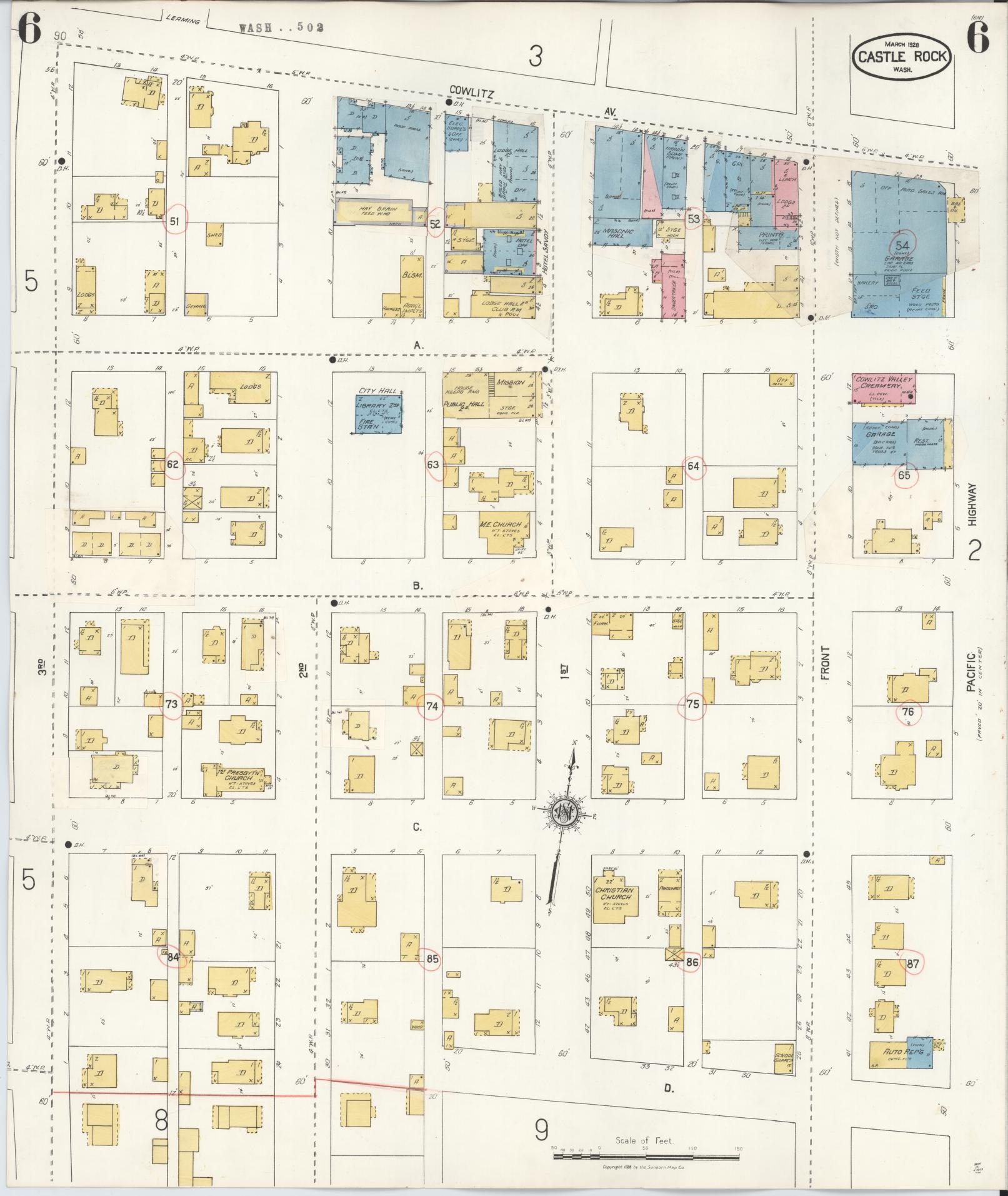 Sanborn Fire Insurance Map from Castle Rock, Cowlitz County, Washington (1931), Sheet #0006 - Complete Map Set gallery image, historic Sanborn map, vintage wall art, Washington Washington